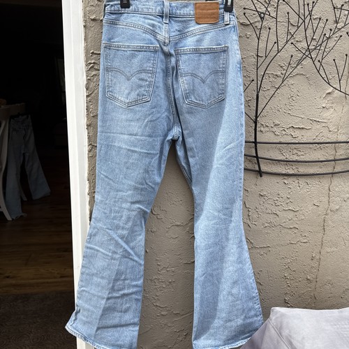 Levis Premium 70s High Flare Jeans Damen Größe 28 X32 Blau Distressed - Bild 10 von 11