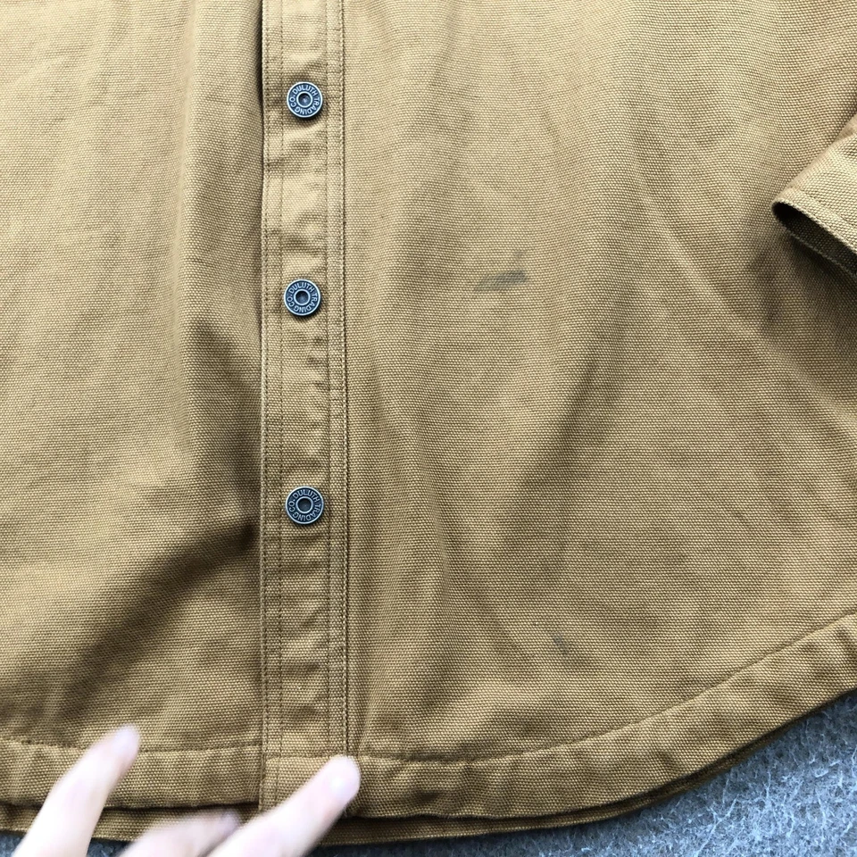 Duluth Trading Co Camisa Chaqueta Hombres Mediana Marrón Vellón Línea Lona Colgador Dobladora Foto 4 de 4