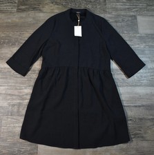 Quince Fluid Crepe Shirt Dress Black Basic Sleeved M
