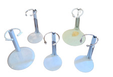 Set of 5 White Metal Doll Stands Ht.4" different base sizes