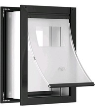 ClawJaw Aluminum Pet Door for Wall, with 2 Magnetic Flaps, Adjustable Tunnel,...