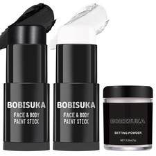 BOBISUKA Black White Face Paint Stick with Black,White Setting Powder