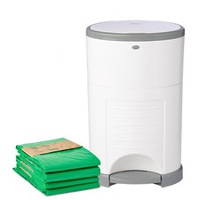 Diaper Pail EKO Plus White Gift Set Eco Friendly Recycled Materials Dekor Comes