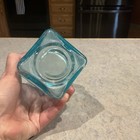 VTG Pressed Glass Votive Candle Holder Aqua Turquoise Square Cube. — photo 5