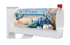 Blue Heron Pumpkins Mailbox Cover