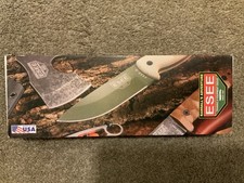 ESEE-4 Plain Edge Fixed Blade Knife - Desert Tan Blade & OD Green Sheath