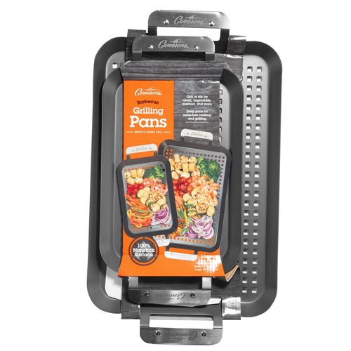 BBQ Grill Topper Grilling Pans (Set of 2)- Non-Stick Barbecue Trays w Stainle... - Afbeelding 8 van 9
