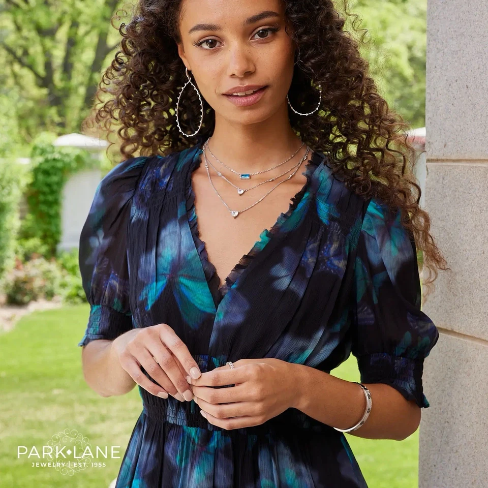 Collar Park Lane Windsor Azul Cristal Austriaco Plata Nuevo en Caja Nueva Colección Foto 2 de 3