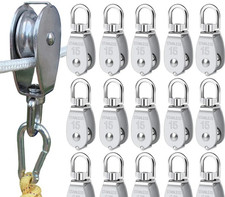 Blocco puleggia fune metallica acciaio inox M15 gancio girevole sollevamento ruota traino UK