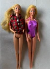 2 Mattel Vintage Barbie Dolls 1981 Sunsational Malibu & Bent Arm Legs Taiwan