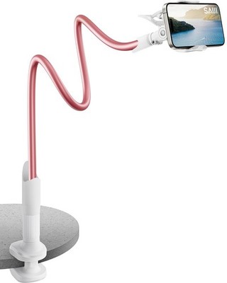 SAIJI Gooseneck Phone Stand for Bed, Lazy Bracket Cell 33.5 in, Rose Gold 