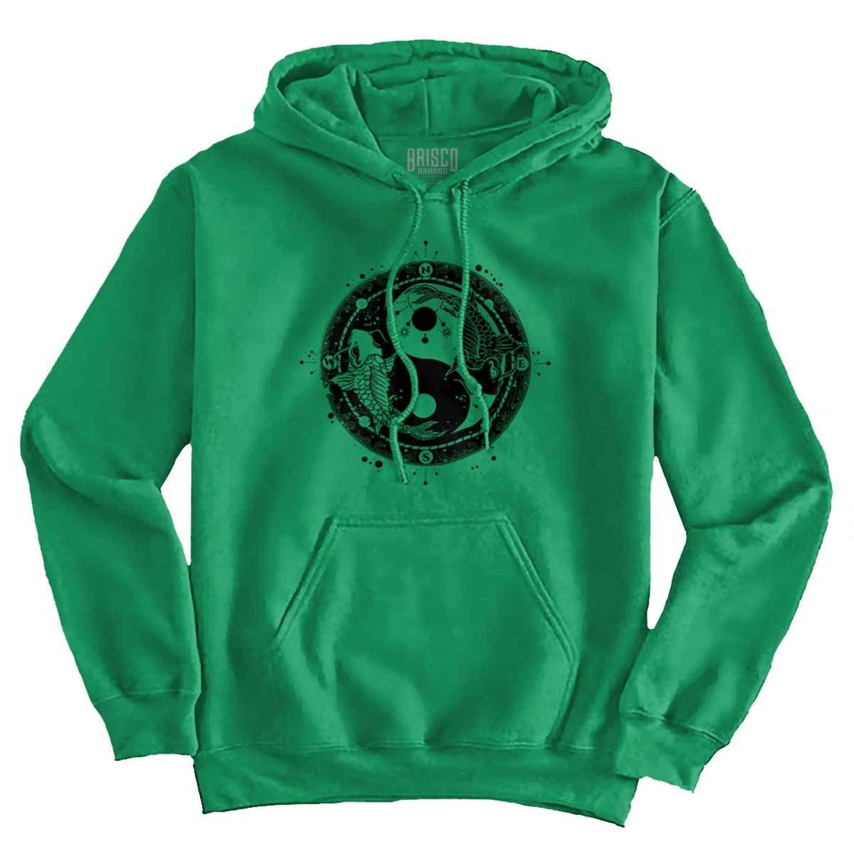 Yin Yang Japanese Koi Fish Geometric Compass Hoodie Hooded Sweatshirt Men Women - Image 3 of 4
