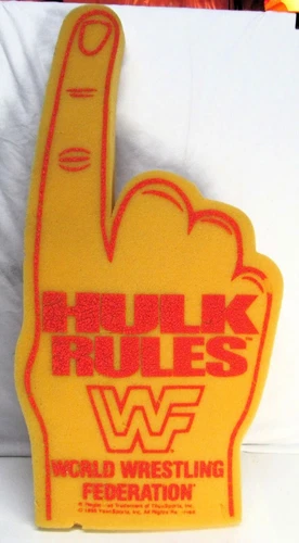 Vintage HULKAMANIA Foam Finger #1 Hulk Hogan Rules WWF WWE 1988 22 Inches