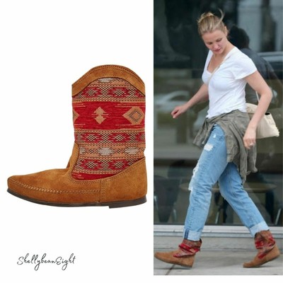 red moccasin boots