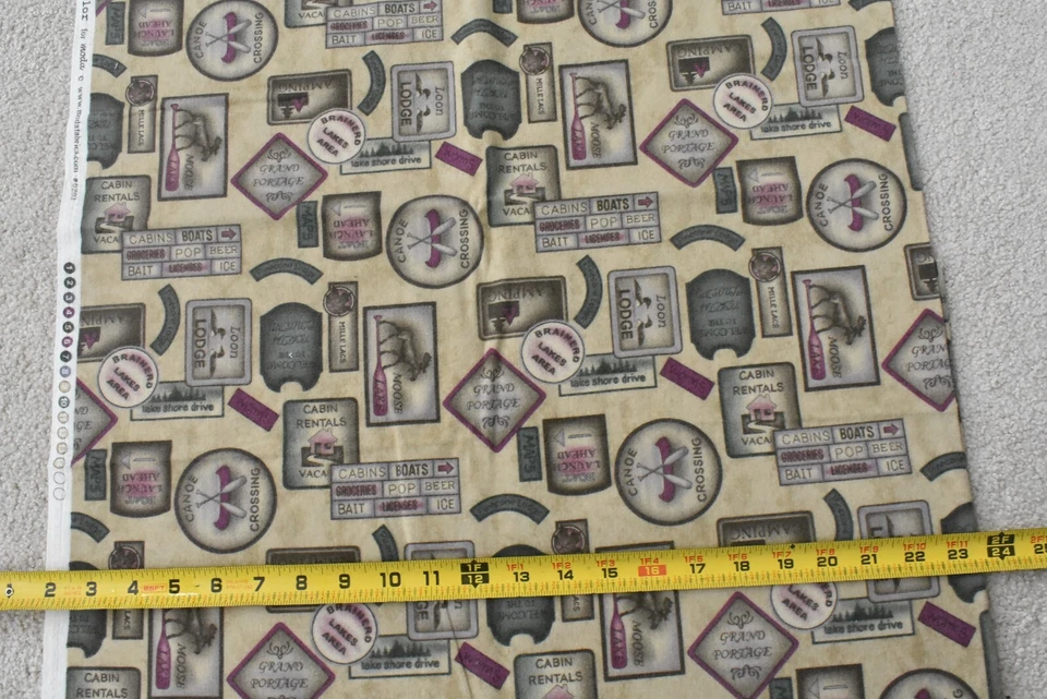 By 1/2 Yd, "Canoe Country" Patches on Tan Flannel, Moda, Holly Taylor, P8941 - Image 4 of 4