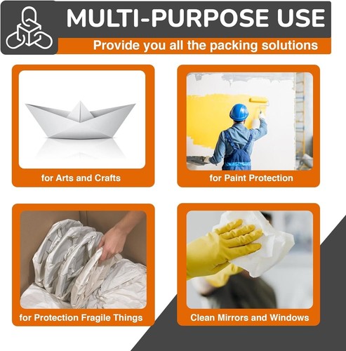 120 Sheets White Tissue Paper Bulk - 20" x 30" Packing Paper Sheets for Moving - Picture 10 of 11