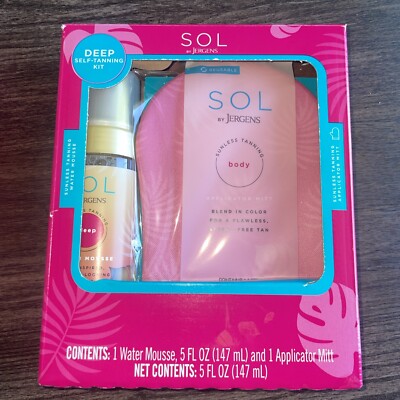 SOL by Jergens Self Tanner Water Mousse Deep Self Tanning Kit BNIB SEALED+FREE 