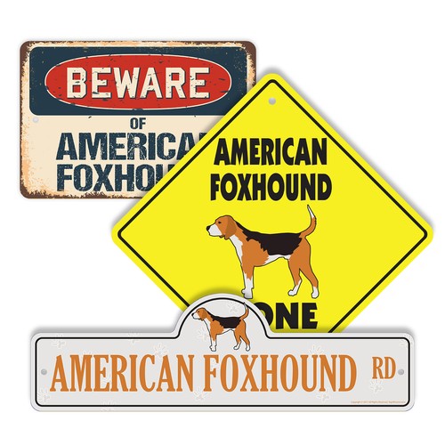 American Foxhound (3 Pack) Plastic Street Sign Crossing Warning Vintage Rustic - 第 1/12 張圖片
