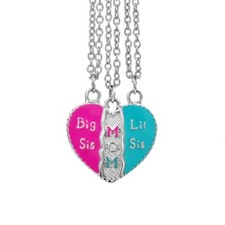 Big Little Sister Mom Break Love Heart Necklace Pendant Family Jewellery Gift