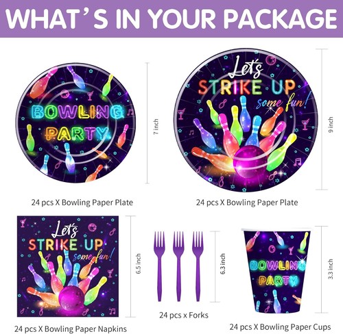 Bowling Birthday Party Supplies - Bowling Party Decorations Tableware, Paper - Picture 2 of 7