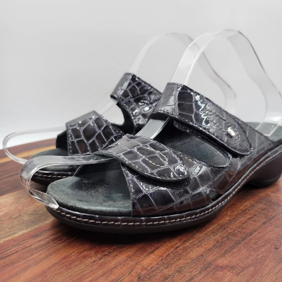Spring Step Palazzo Sandals Women's 39 / 8.5 Black Patent Leather Comfort Wedge - Image 4 of 4