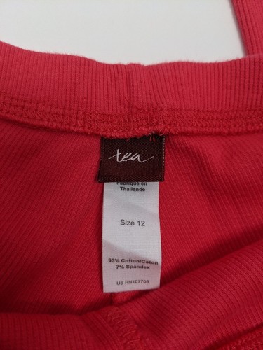 TEA COLLECTION Girls Size 12 CHINA Cozy Stretch Rib Leggings 3F12310 Coral VHTF - Picture 2 of 7