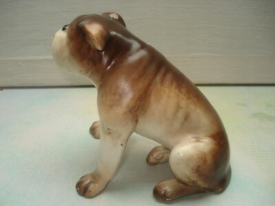 Figurine Ancienne Bouledogue En Céramique - Vers 1930, Blanc, Vintage