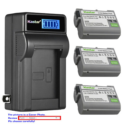 Kastar Battery LCD Wall Charger for Nikon EN-EL15a EL15b Nikon D7200 DSLR Camera
