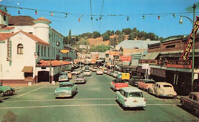 Sonora CA Washington Main Street California Gold Rush Mining Town Postcard G63