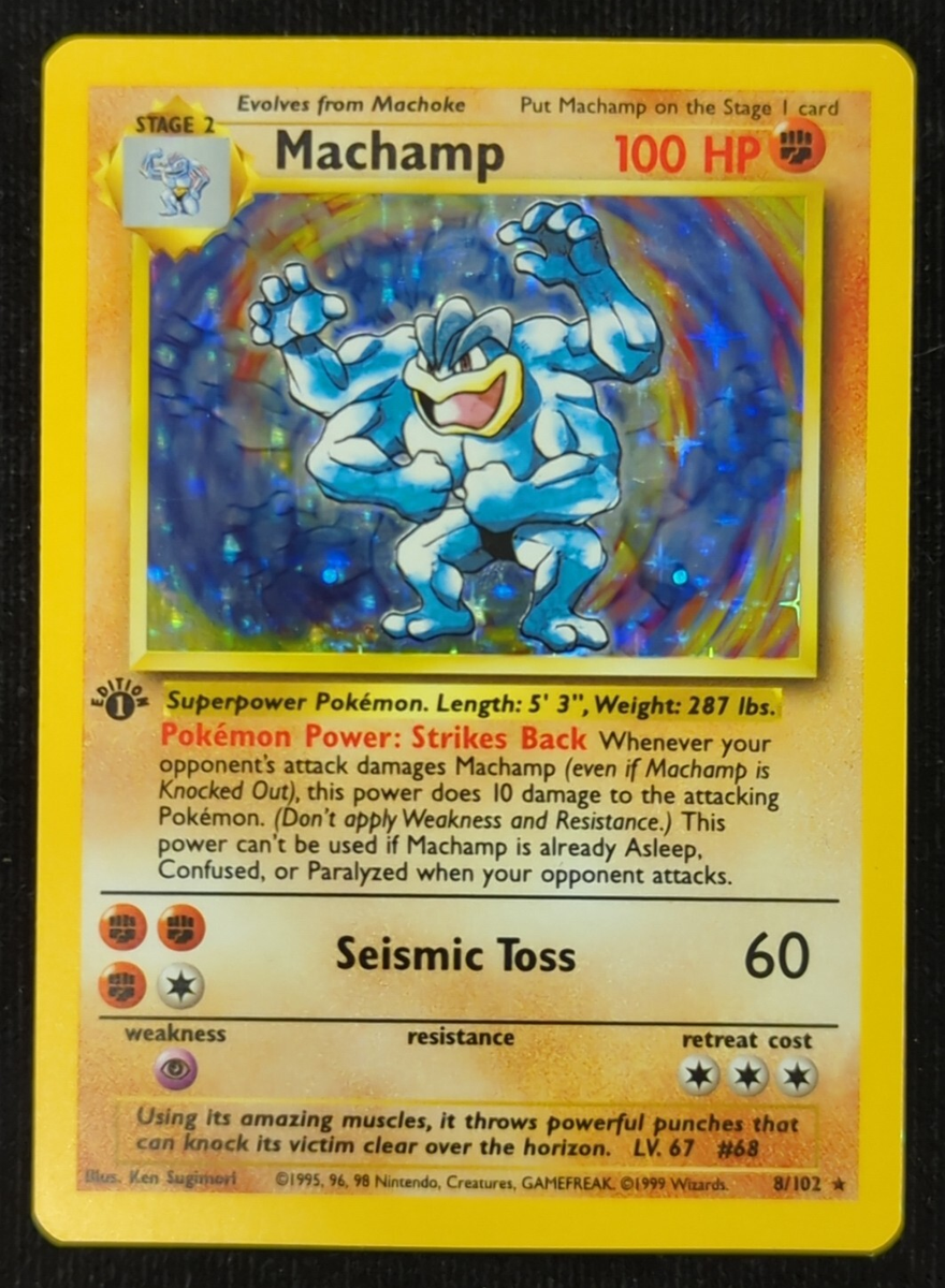 Pokémon Machamp 1st Edition Base 8/102 Shadowless HP | eBay