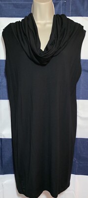 Chatoyant Womens Medium Black Short Shift Dress Cowl Neck Sleeveless