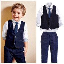 4PCS Baby Toddler Formal Outfits Set Infant Boy Wedding Christening Tuxedo Suit