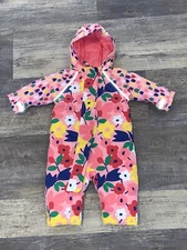 Hanna Andersson Snowsuit Baby Bunting Sz 70 6-9 Months Pink Floral Tulips