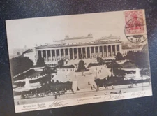 1907 postcard Gruss aus Berlin Lustgarten Museum Goldiner Germany posted