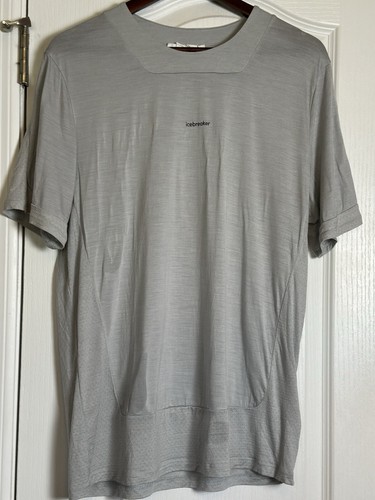 ICEBREAKER Mens Large L ZoneKnit Short Sleeve Lightweight Tee Shirt Gray
