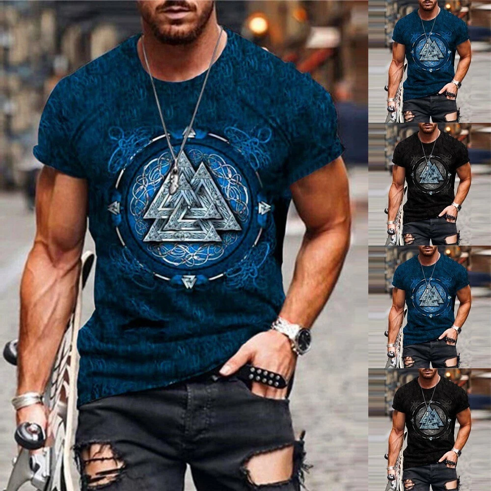 Men T-Shirt 3D Graphic Print Fashion Casual Fitness Print Tee Shirt Short Sleeve