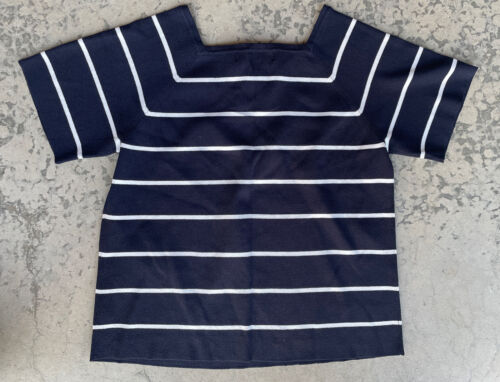 Women's Sweater Size L Black White Striped top Dialogue NWT New short sleeves - Picture 6 of 6