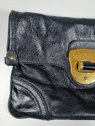 ALEXANDER McQUEEN c.2008 'Flapper Novak' Black Leather Large Clutch Purse Bag - Picture 5 of 24