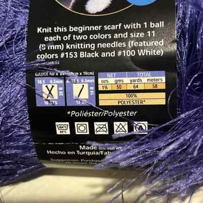 Lion Brand FUN FUR Eyelash Yarn 1 Skein #191 VIOLET 50 Grams (64 YDS) 1.75 oz