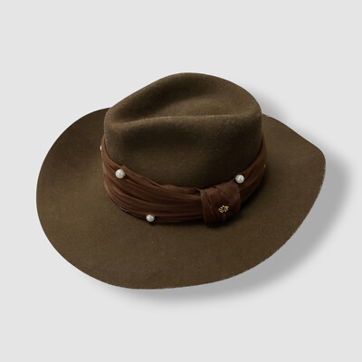 Lele Sadoughi Farrah Wool Rancher Hat NEW Anthropologie Lele Sadoughi Farrah Wool Pearl Rancher  main image 3