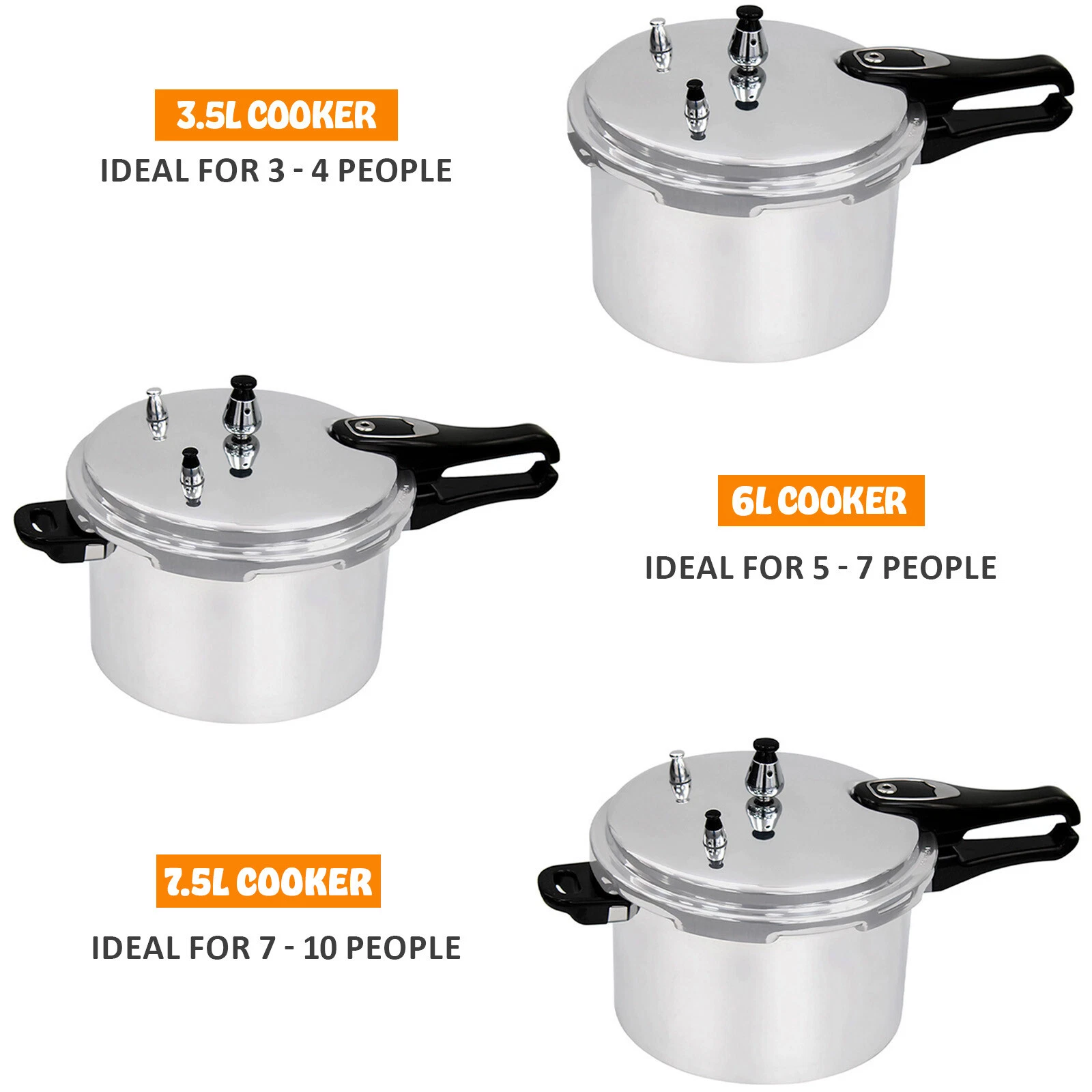 3/6/7 Litre Home Dual Handle aluminum Pressure Cooker Kitchen Catering Cookware
Opens in a new windo