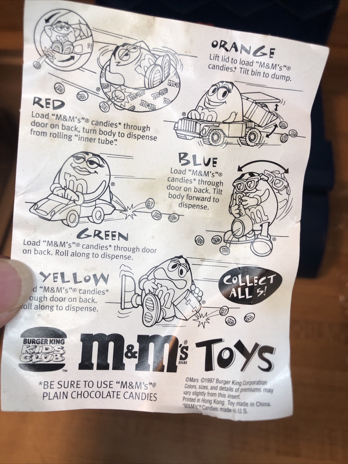 Burger King M&M Toy Truck Blue / Yellow Orange M & M Toy Dump Truck