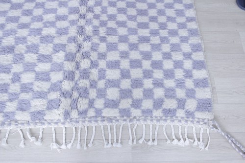 Tappeto marocchino a scacchi fatto a mano 5'x8' bianco grigio berbero tappeto a scacchiera tappeto - Foto 6 di 9