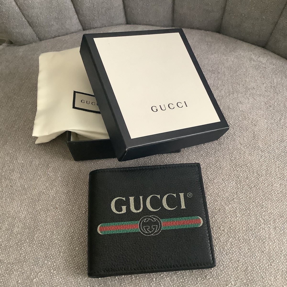 Gucci Logo Gucci Print 496309 Women,Men Leather Bill Wallet