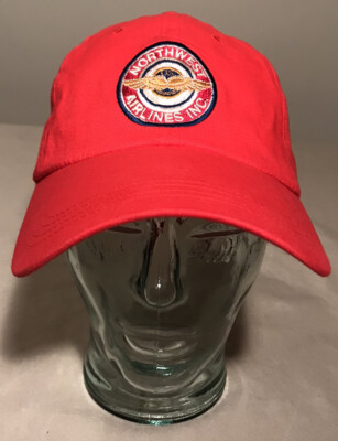 Vintage Look Northwest Airlines Retro - 1934 Red Adjustable Logo Hat Dad Cap