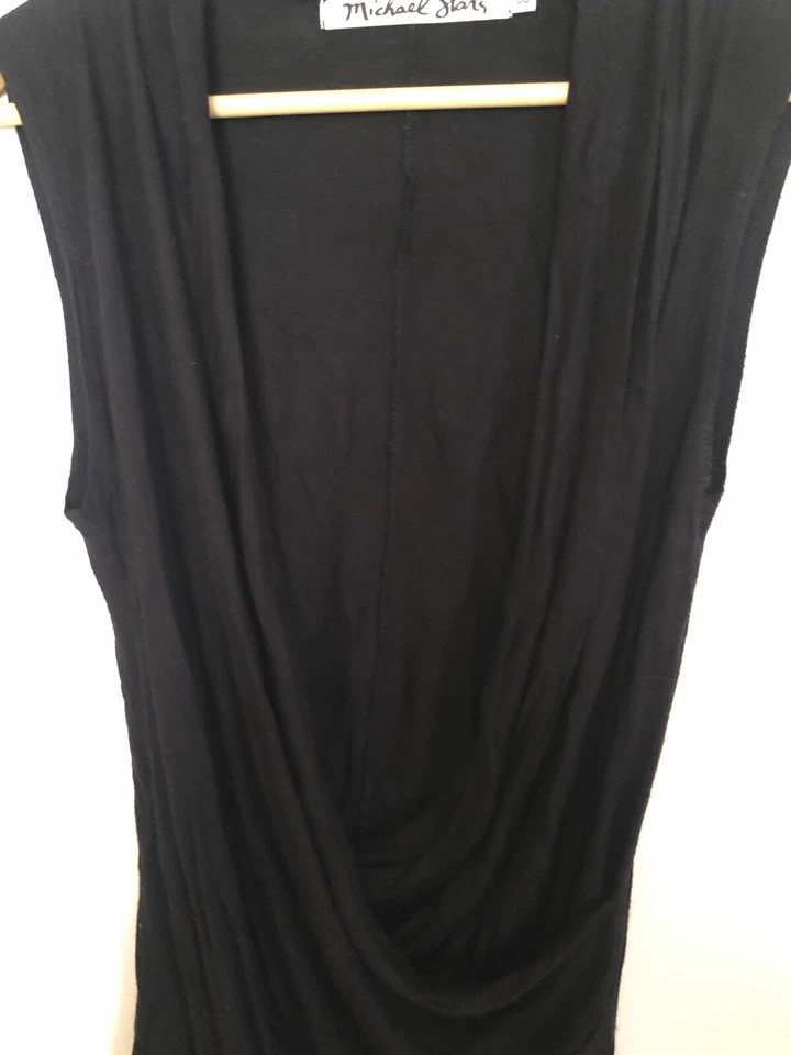 Top Michael Stars para mujer negro sin mangas profundo en V imitación envolvente talla única OS Foto 2 de 4