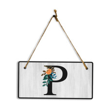 P Flower Decor 5x10 Hanging Wall or Door Sign  Alphabet Letter Room Decoration