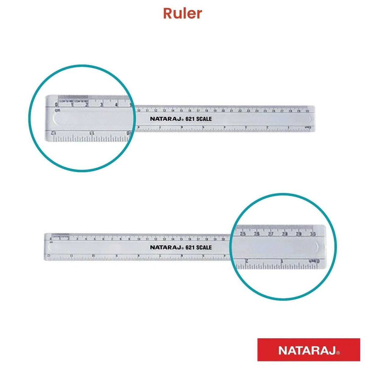 Ruler 30cm 12 Strong Clear Shatter Resistant Plastic Back to