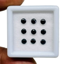 VVS 9 Pcs De Moissanite Noir Loose De 3Mm Coupe Ronde Gemmes Lot 1 Cts