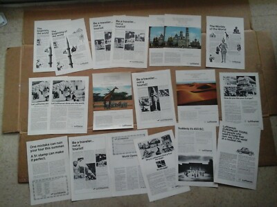 Vtg 1960's AD LOT 19 ads LUFTHANSA GERMAN AIRLINES / AIR LINE